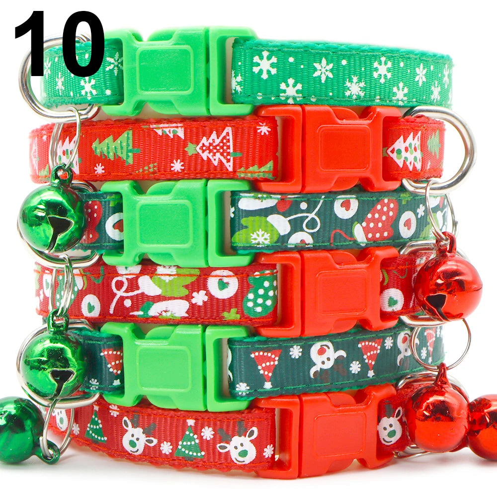 24PCS Pet Cat Collar Bow Tie And Bell Cute Plaid Christmas Red Adjustable Dog Collar With Sash Gifts