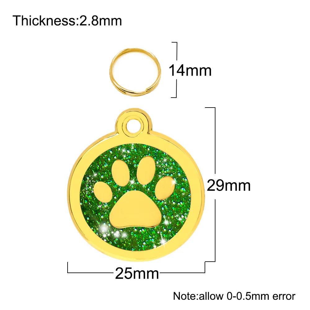 20Pcs Anti-lost Custom Dog ID Tag Engraved Pet Collar Accessories Personalized Blank Alloy Puppy Paw Name Metal