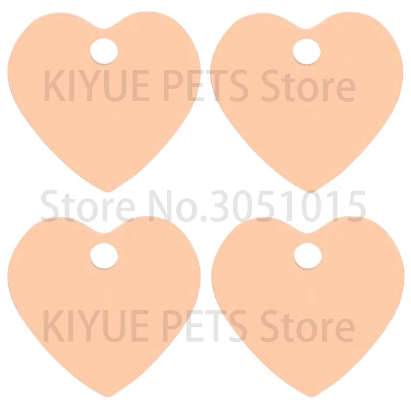 100Pcs Personalized Pet Dog ID Tag Blank Stainless Steel Heart Charm Laser Pendant Engravable Jewelry Plate Gift Souvenir