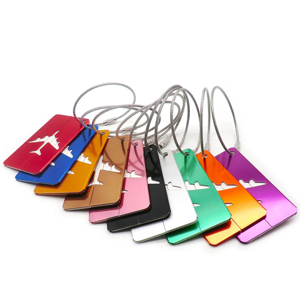 Wholesale 100Pcs Travel Luggage Dog Tags Baggage Name Tags Pet ID Suitcase Label Holder Aluminium Luggage Nameplate Travel Mark