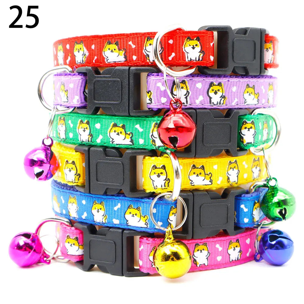 Wholesale 24PCS Cloth Material Pet Necklace Adjustable Halter Neck Strap Personality Bell Breathable Fashion Collar