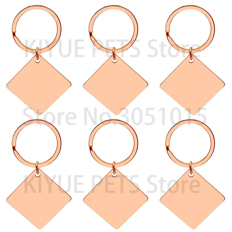 Wholesale 50Set Dog Id Tag Square Stainless Steel Personalized Cat Tag Custom Cats Kitten Door Plate  Engraved Pet Collar