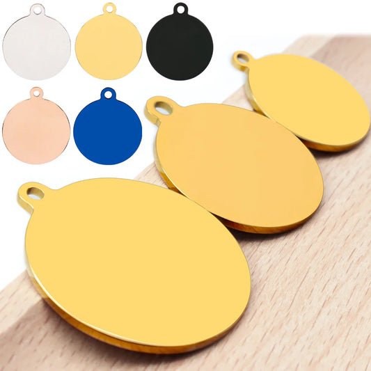 20Pcs Round Stainless Steel Blank Pet Dog Tag Engravable Nameplate Necklace Key ring Jewelry Decoration Accessories