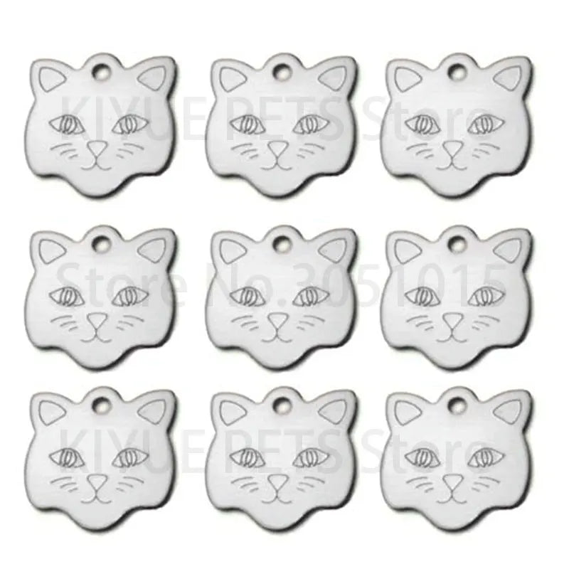 Wholesale 20Pcs Cat ID Tag Cats Name Tag Pendant  Aluminum Pet Accessories Face Nameplate Customized Tag For Cats Collar