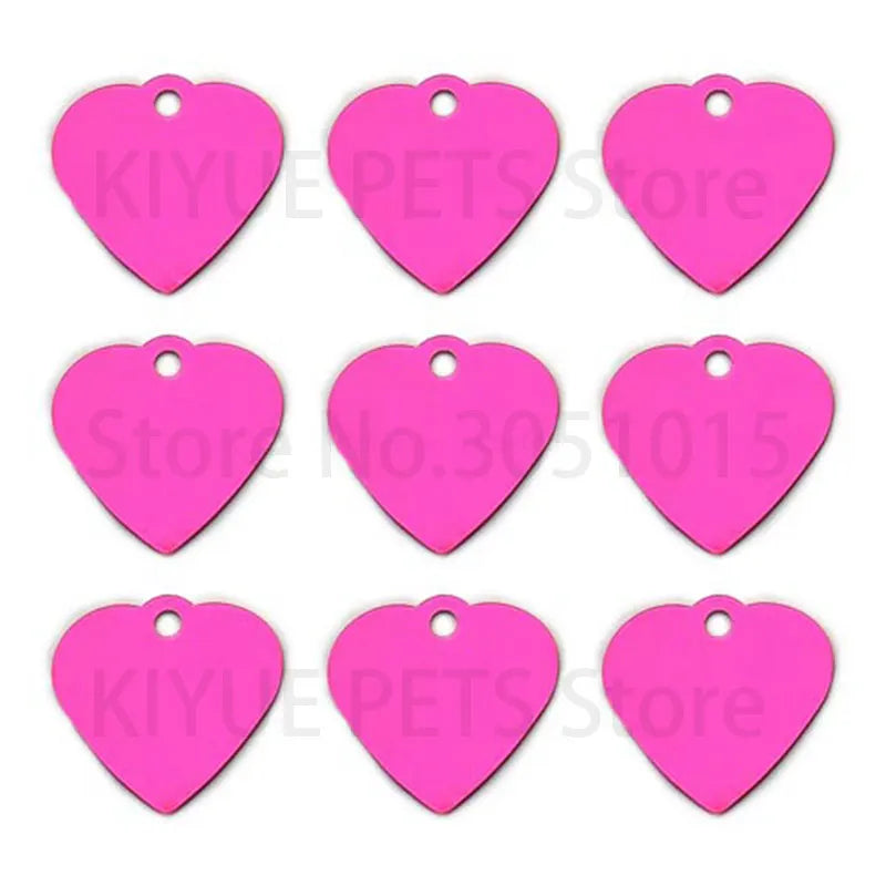 Wholesale 100Pcs Dog ID Tag Pet Name Engraving Tag Pendant plate name pendant Herat Necklace Collar Puppy Cat Collar Accessory