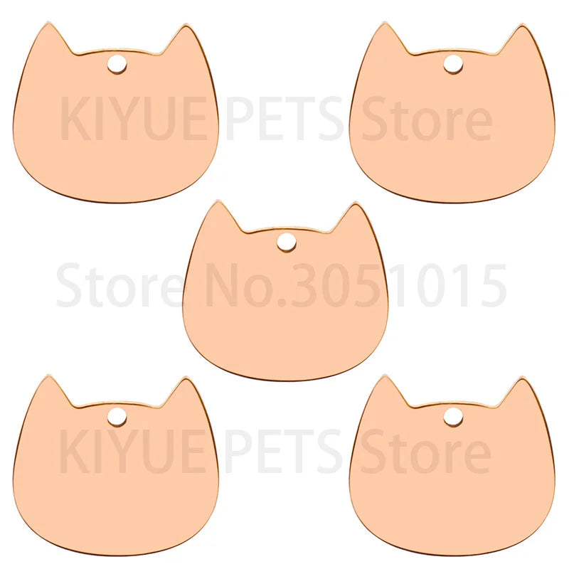 100Pcs Cat Id Tag Face Shape Lovey Pendant Collar Accessories Stainless Steel Dog Name Blank Metal Engraved Quality Neck