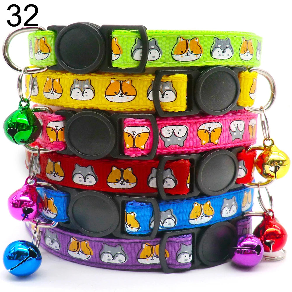 Wholesale 24PCS Oval Clasp Dog And Cat Collar Adjustable Halter Neck With Bell Necklace Personality Charm Accessories