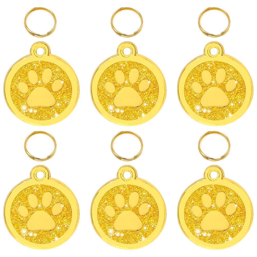 20Pcs Anti-lost Custom Dog ID Tag Engraved Pet Collar Accessories Personalized Blank Alloy Puppy Paw Name Metal