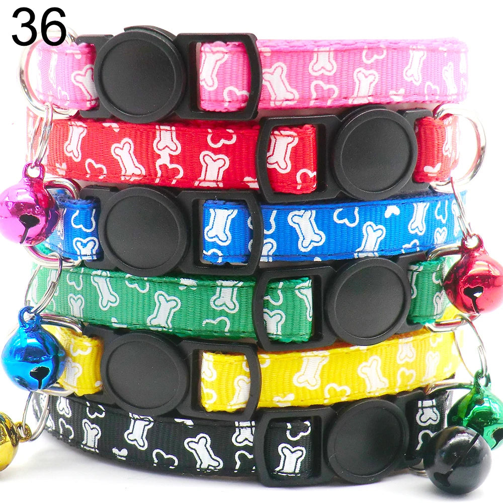 Wholesale 24PCS Oval Clasp Dog And Cat Collar Adjustable Halter Neck With Bell Necklace Personality Charm Accessories