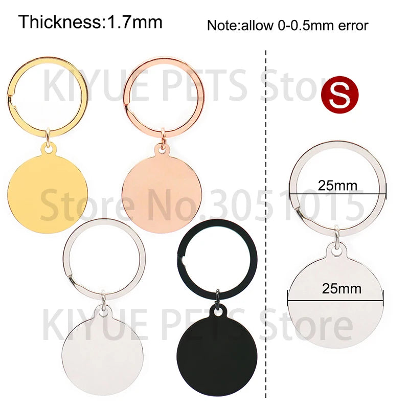 Personalized 50Pcs/Set Stainless Steel Blank Dog Tag Round Bone Pendant Keychain Custom Jewelry Making Keyring Accessories