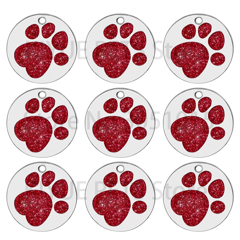 Wholesale 100Pcs Personalized Dog Tag Custom Pet Puppy Dog ID Tag Dog Collar Accessories Engraved Name Plate Paw Tag For Dogs