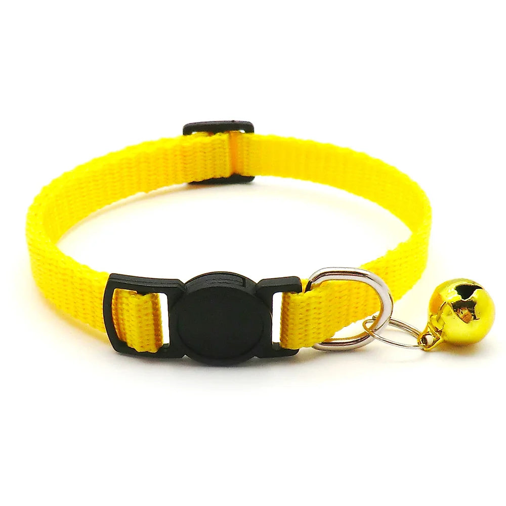 Wholesale 24Pcs Safety Casual Solid Color Neck Strap Fashion Walking Outside Pet Cat Dog Collar With Bell Delicate