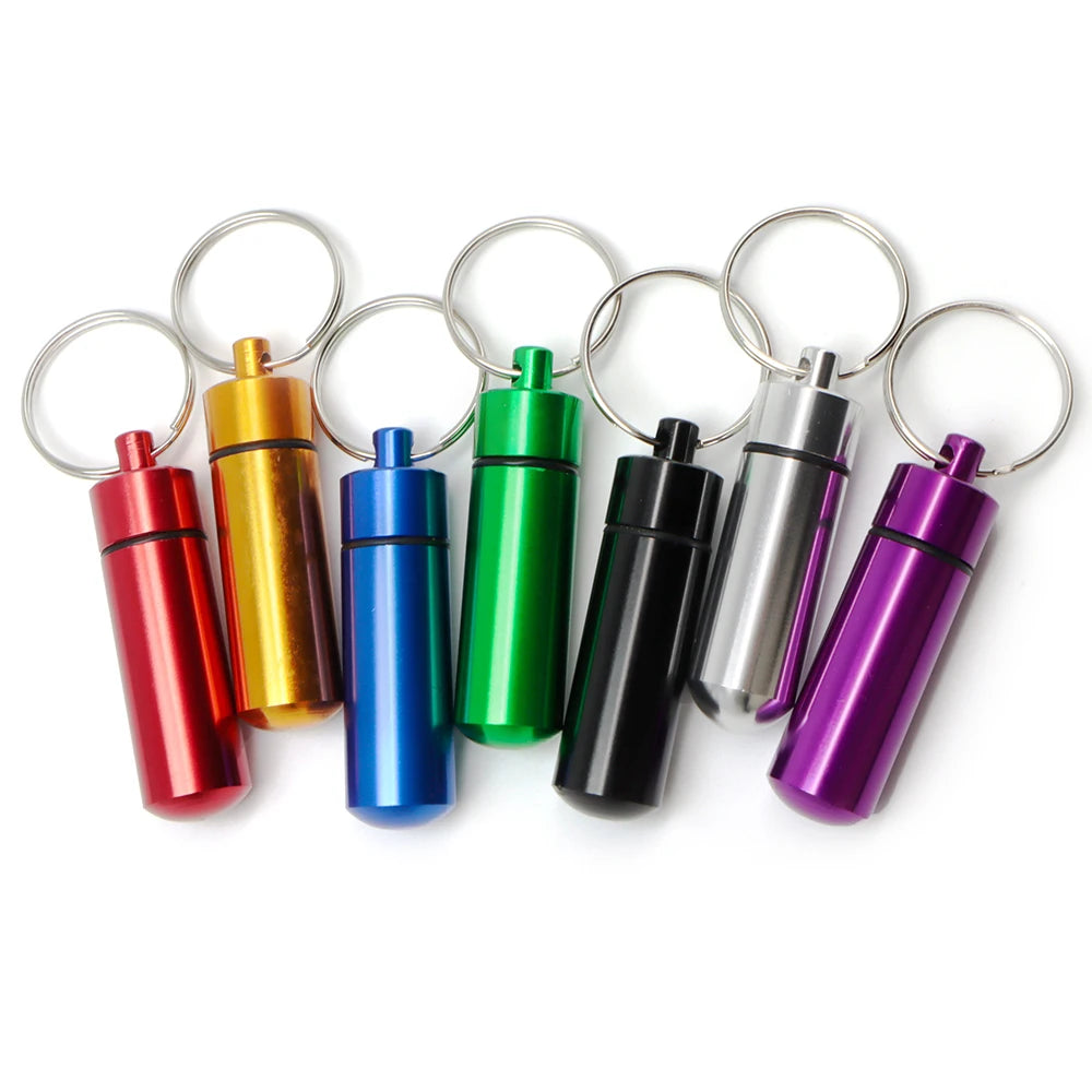 Wholesale 20 Pcs Waterproof Travel Pill Box Bottle Cache Drug Holder Container Keychain Medicine Box Health Car Dog Name Pendant