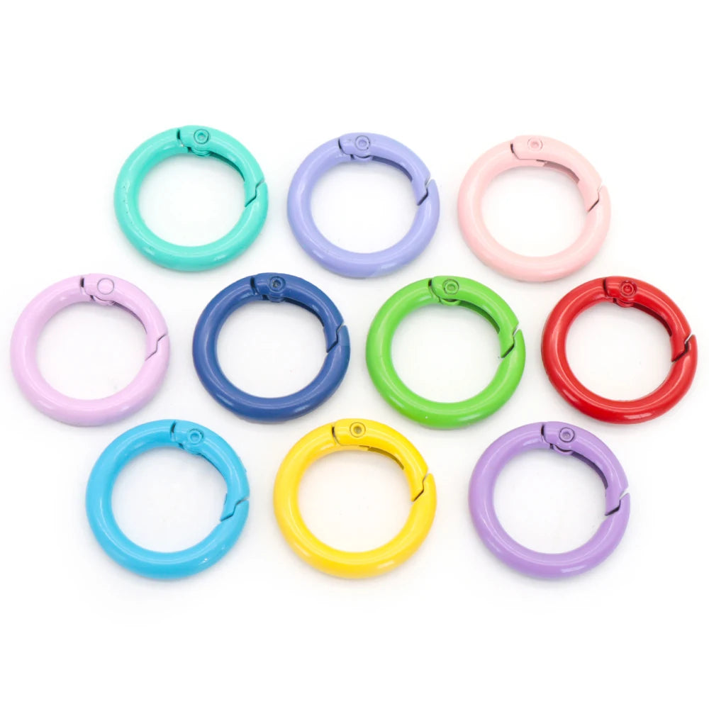 100Pcs Round Carabiner Ring Split Spring Gate Keychain O Ring Chain Jewelry Making Connector Pet Tag Accessories