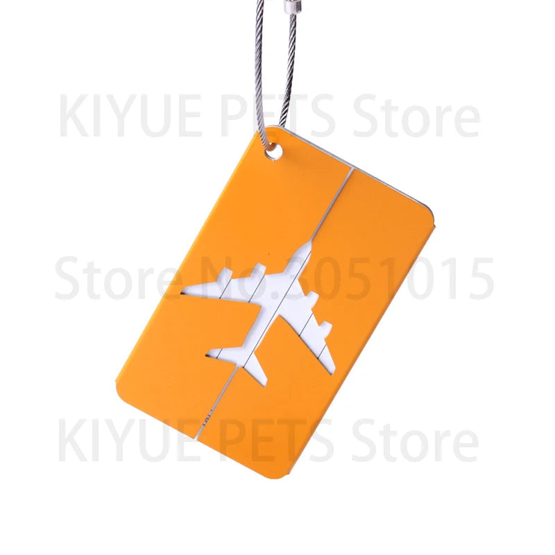 Wholesale 20Pcs Name Custom Aluminium Plate Luggage Suitcase Dog ID Tag Laser Label Holder Travel Accessories