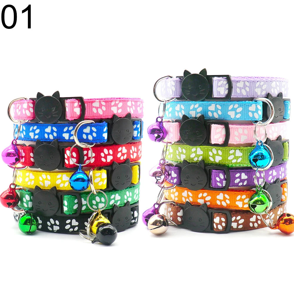 Wholesale 24 PCS Adjustable Cloth Material Pet Dog Chain With Cat Face Button Neckband With Bell Fashion Halter Collar