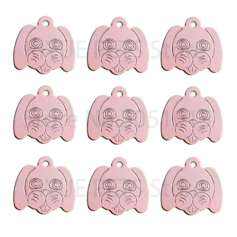 100Pcs Personalized Pet ID Tag Aluminum Dog Head Pendant Engravable Anti Lost Puppy Colar Charm Accessories