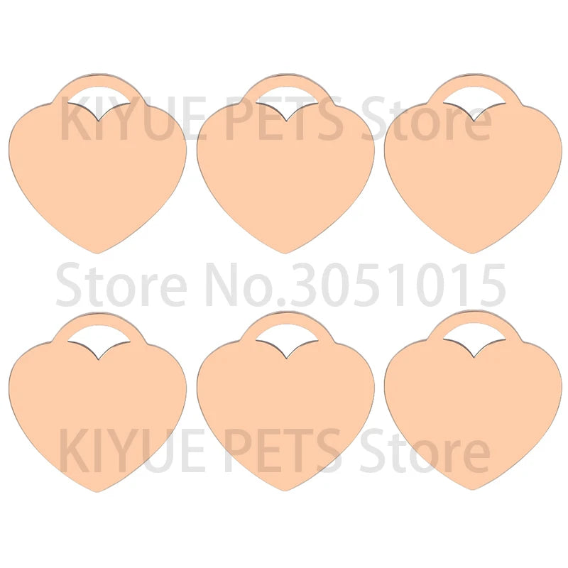 20Pcs Personalized Engraving Customized Dog ID Heart Shape Stainless Steel Tag Keyring Accessories Nameplate Pendant