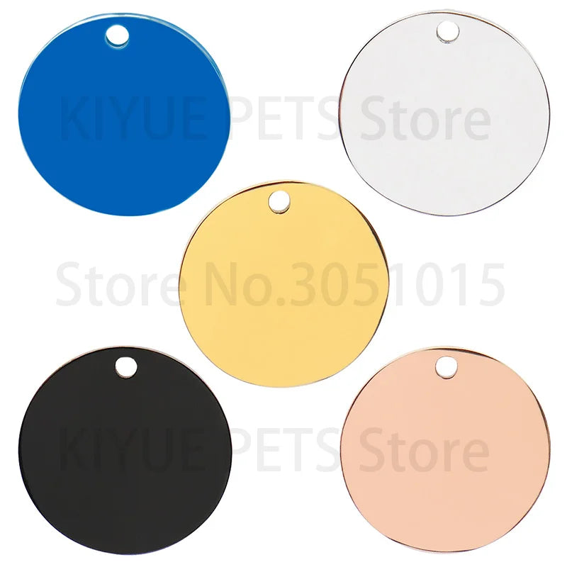 Engraved 100PCS Blank Stainless Steel Round ID Tag Pet Dog Metal Pendant Jewelry Necklace Nameplate Cat Accessoires