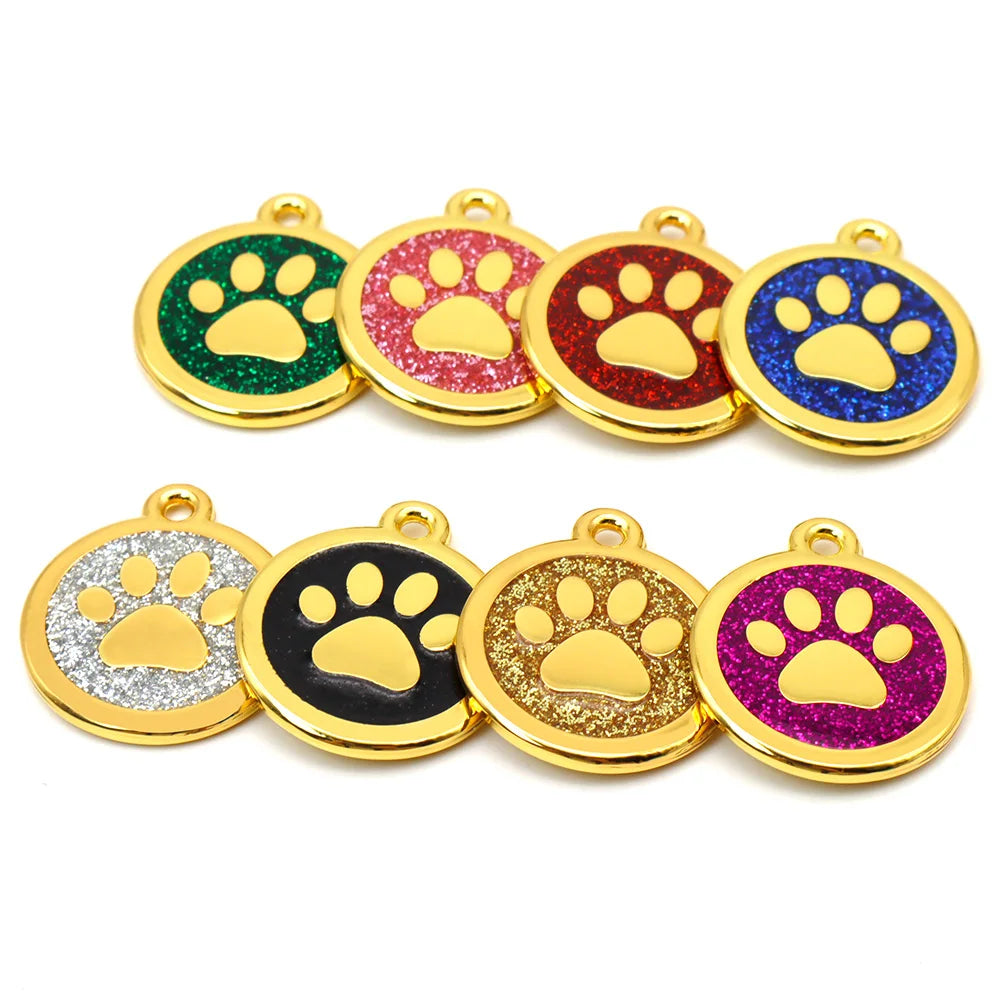 20Pcs Anti-lost Custom Dog ID Tag Engraved Pet Collar Accessories Personalized Blank Alloy Puppy Paw Name Metal