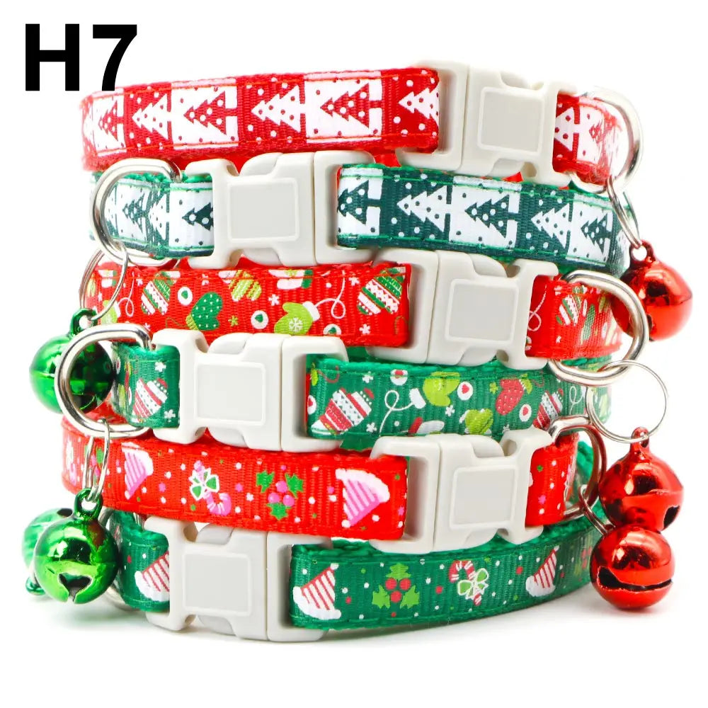 Wholesale 24PCS Christmas Collar Exquisite Festive Dog Neck Strap Fashion Personality Cat Head Covering