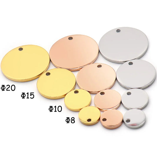 20pcs Stainless Steel Blank Round Dog ID Tags Personalized Engraving Pet Name Jewelry Pendant DIY Necklace Keyring Accessories