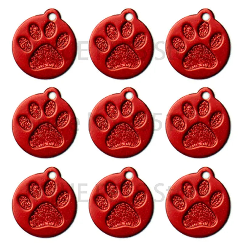 Wholesale 100Pcs Personalized ID Dog Tag Custom Engraved Name Puppy Dog Tag Paw Pendant Keychain Pet Dog Collar Accessories