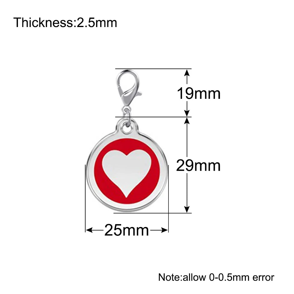 Wholesale 20Pcs Dog ID Tag Custom Pet Dog Cat Anti-lost Tags Engraved Puppy Cats Nameplate Heart Shape Dogs Collar Pendants