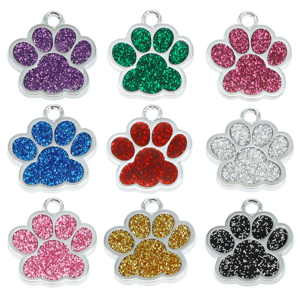 Wholesale 100Pcs Paw Identity Pendant Dog Tag Round Name Plate Pet ID Tag For Dogs Cats Personalized Custom Engraved Keychain