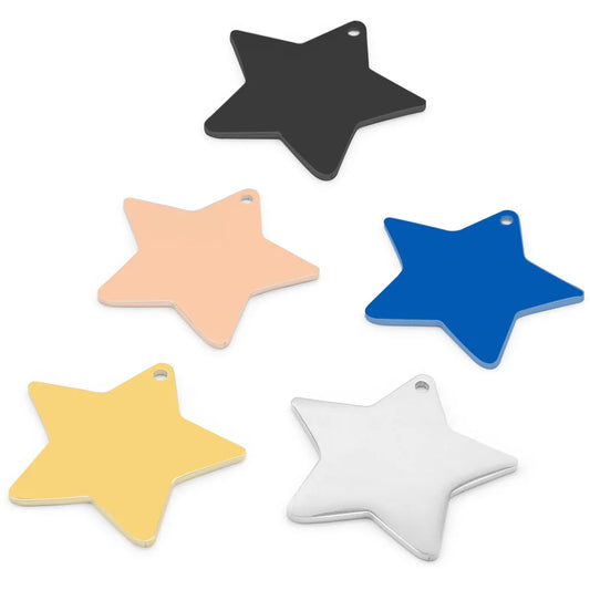 Wholesale 20Pcs Stainless Steel Star ID Tag Personalized Dog ID Tags For Man Customized Laser Cat Puppy Blank Pet ID Tags