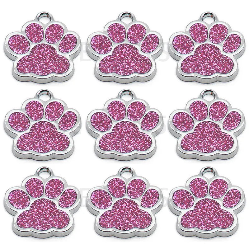 Wholesale 100Pcs Paw Identity Pendant Dog Tag Round Name Plate Pet ID Tag For Dogs Cats Personalized Custom Engraved Keychain