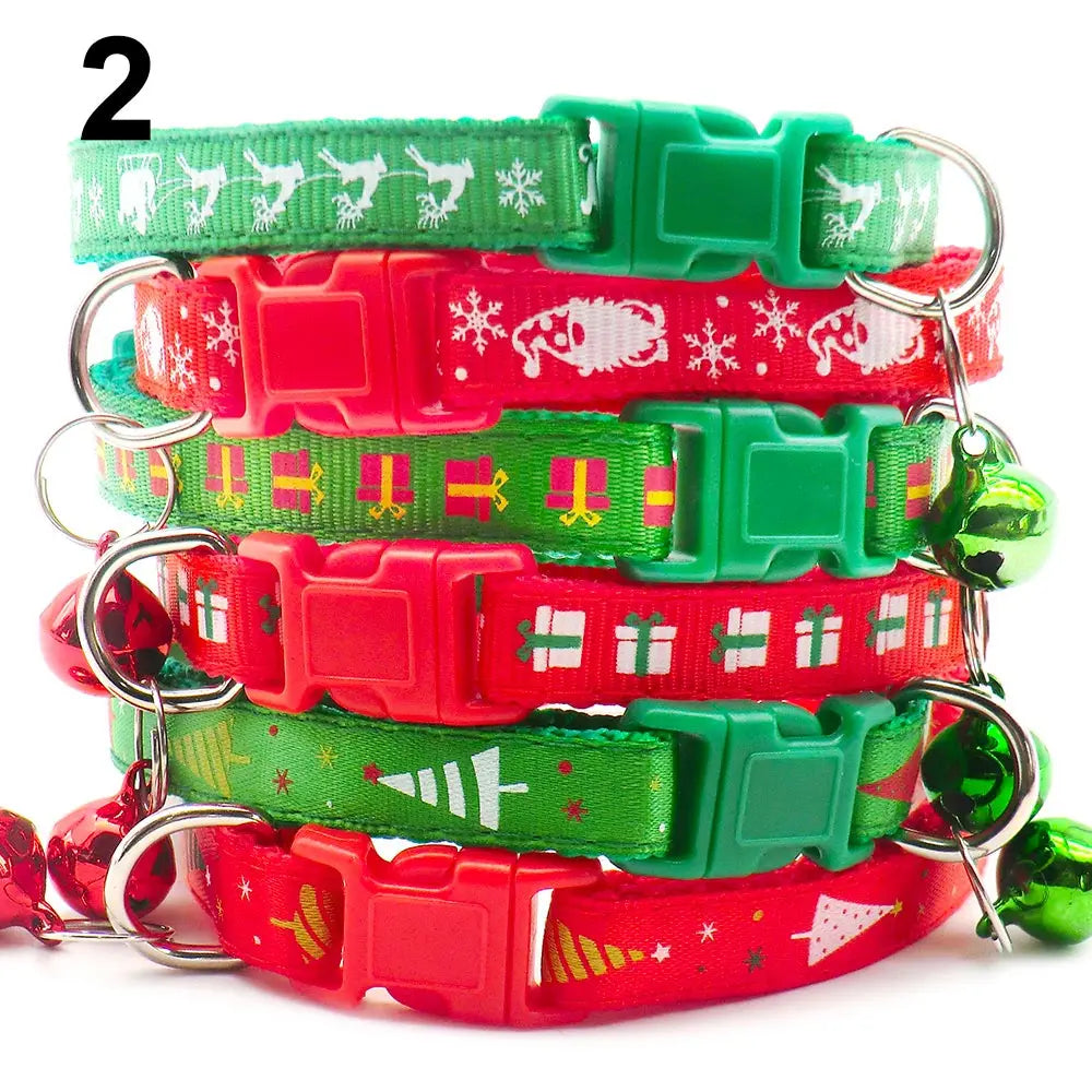 Wholesale 24PCS Christmas Collar Exquisite Festive Dog Neck Strap Fashion Personality Cat Head Covering