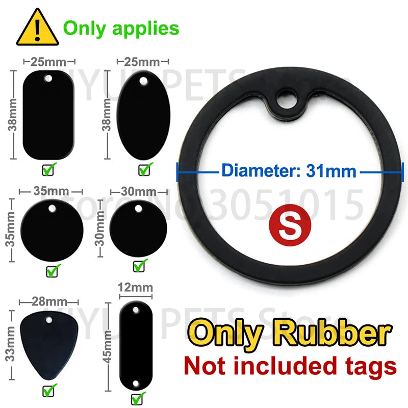 100Pcs Pet Personalized Black Circle Rubber Pendant Charms Accessories Customize Keyring Silencers Adornment