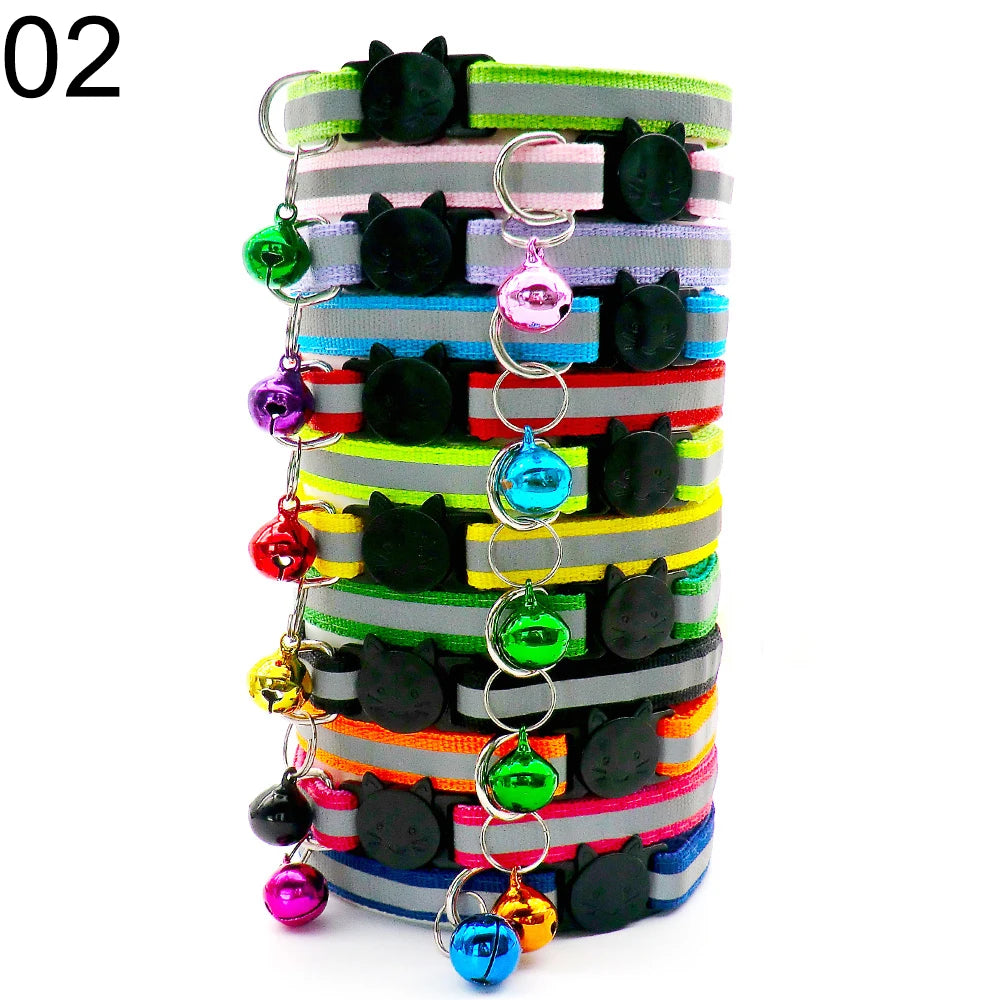 Wholesale 24 PCS Adjustable Cloth Material Pet Dog Chain With Cat Face Button Neckband With Bell Fashion Halter Collar