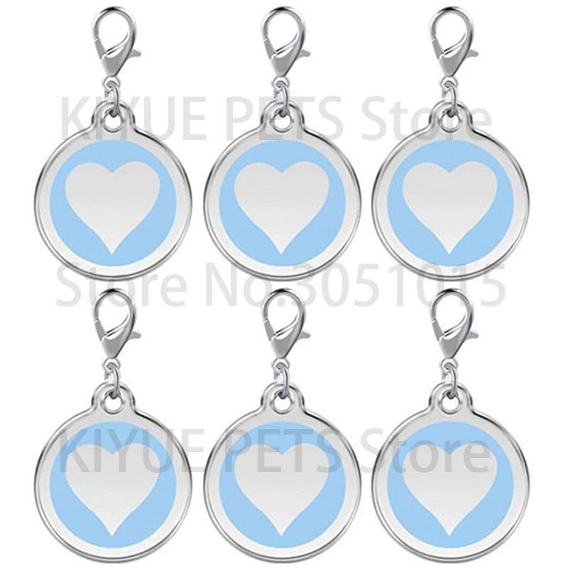 Wholesale 20Pcs Dog ID Tag Custom Pet Dog Cat Anti-lost Tags Engraved Puppy Cats Nameplate Heart Shape Dogs Collar Pendants