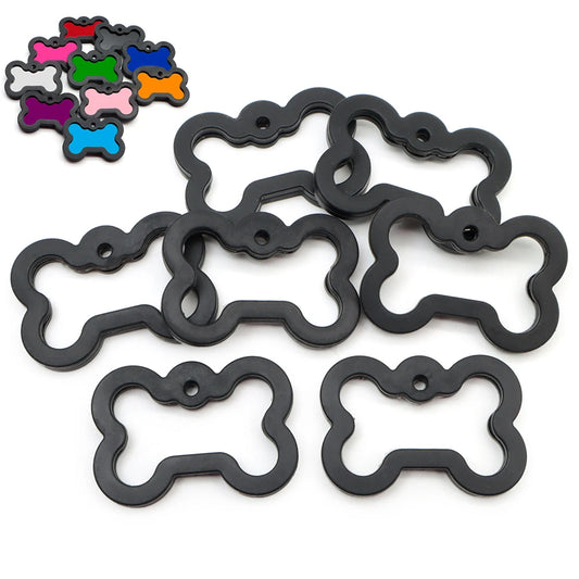 100Pcs Pet ID Dog Tags Rubber Silencer For Bone Shape Aluminium Pendant Customization Engravable Nameplate Charms Accessories