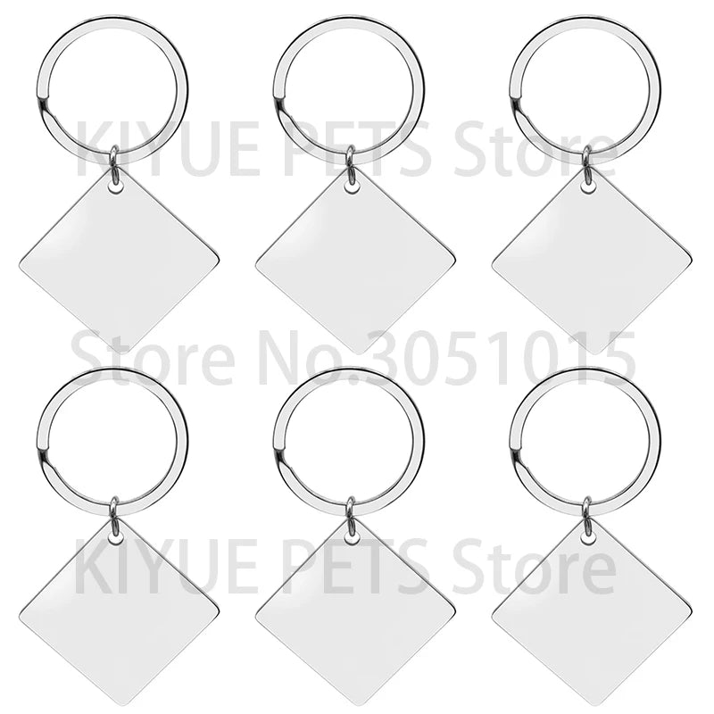 Wholesale 50Set Dog Id Tag Square Stainless Steel Personalized Cat Tag Custom Cats Kitten Door Plate  Engraved Pet Collar