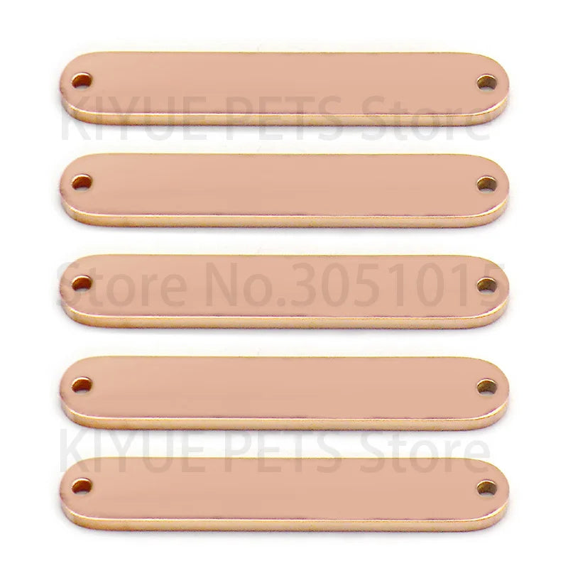 Wholesale 100Pcs Pet Id Tag Mirror Polish Stainless Steel Rectangle Personalised Stamping Blank Bar Charm Anti-lost For DIY NAME