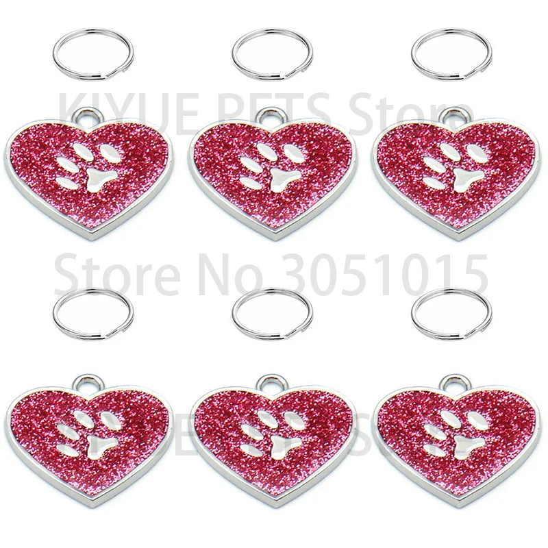 Wholesale 20Pcs Pet Tag Collar Accessories Custom Name Phone Paw Nameplate Personalized Puppy Engraving Necklace DIY Walkoutside