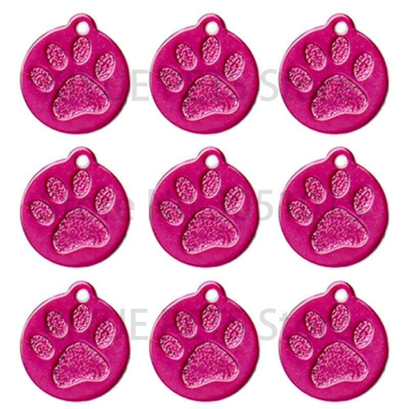 Wholesale 100Pcs Personalized ID Dog Tag Custom Engraved Name Puppy Dog Tag Paw Pendant Keychain Pet Dog Collar Accessories