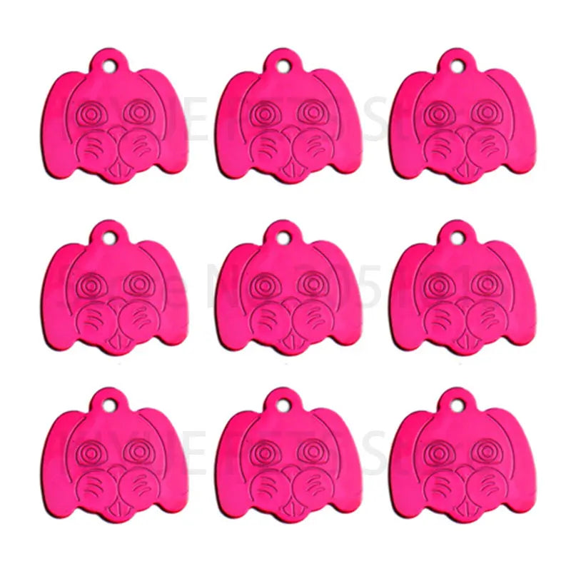 100Pcs Personalized Pet ID Tag Aluminum Dog Head Pendant Engravable Anti Lost Puppy Colar Charm Accessories