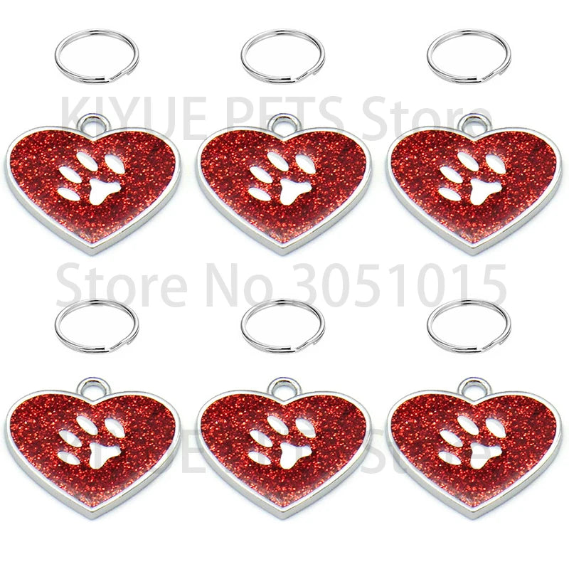 Wholesale 20Pcs Pet Tag Collar Accessories Custom Name Phone Paw Nameplate Personalized Puppy Engraving Necklace DIY Walkoutside