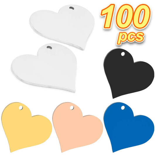 Wholesale 100Pcs Personalized Engravable Love Blank tag Minimalist Heart Shape Pendant Necklace Accessories