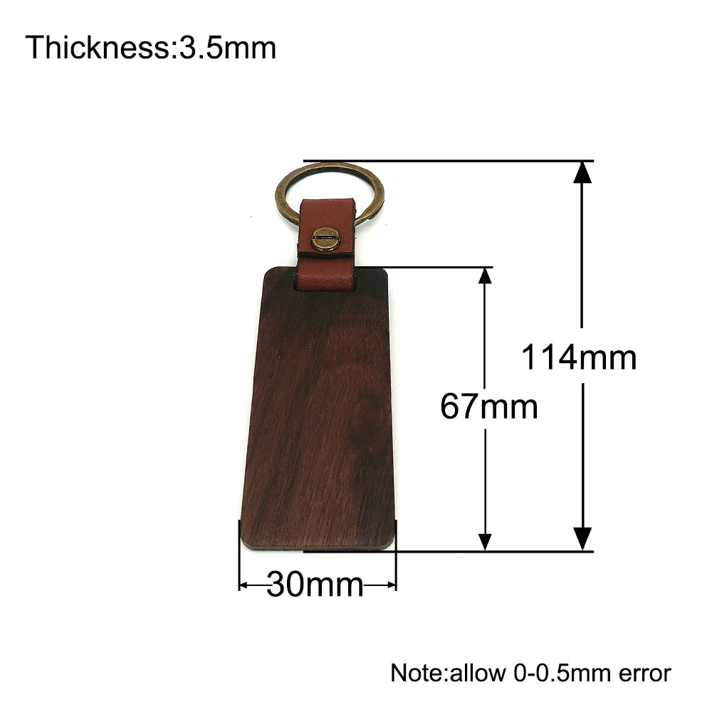 50pcs Wooden Keychain Rectangular Collectible Key Ring Car Bag Hanging Pendant Painting Crafts Cute Keychain for Women Men