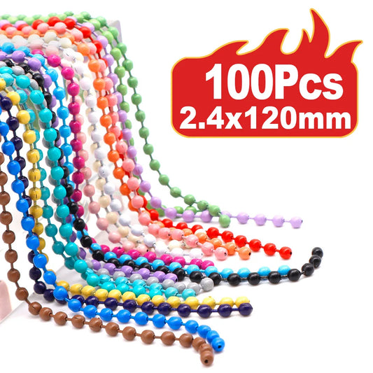 Wholesale 100Pcs 12cm Ball Bead Chain For Dog Tags Jewelry Making Necklace ID Tags Bracelet DIY Keychain Key Ring Connector