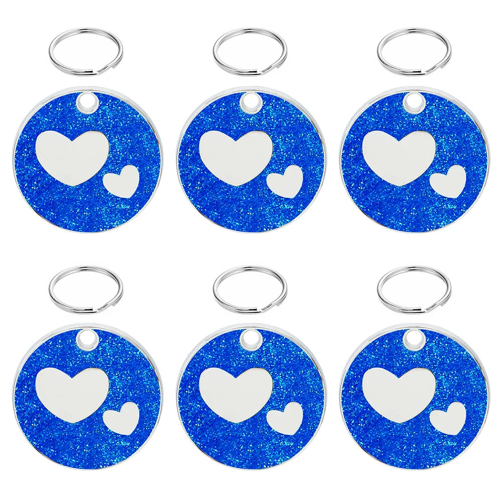 100PCS Personalized Pet ID Tags Engraved Pet Name Heart Number Address Cat Dog Collar Animal Round Pendant Puppy Rabbit Necklace