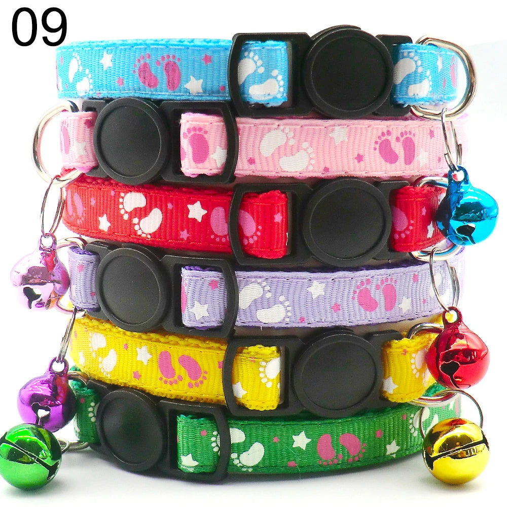 Wholesale 100pcs  Dog Collar with Bell Delicate Safety Casual Dog Cat Collar Neck Strap Camo Adjustable Pet Dog Accessories