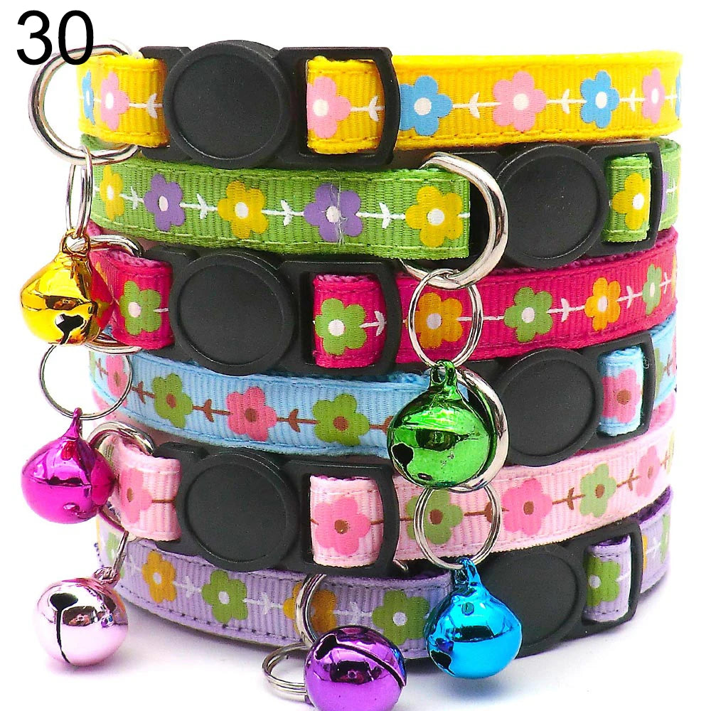 Wholesale 24PCS Oval Clasp Dog And Cat Collar Adjustable Halter Neck With Bell Necklace Personality Charm Accessories