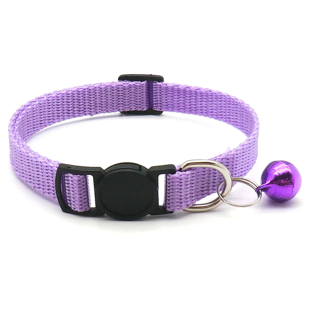 Wholesale 24Pcs Safety Casual Solid Color Neck Strap Fashion Walking Outside Pet Cat Dog Collar With Bell Delicate