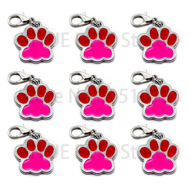 Wholesale 100 Pcs Paw Nametag Pendant Anti-lost Bone Customized Dogs Collars Personalized Dogs Collar Accessories ID TAG Pet Pr